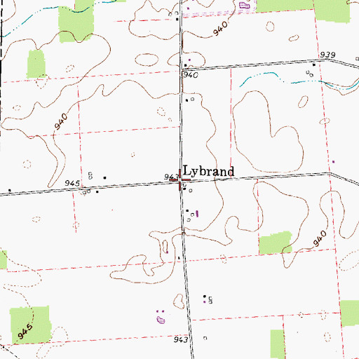 Topographic Map of Lybrand Post Office (historical), OH