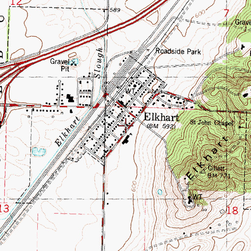 Topographic Map of Elkhart Christian Church, IL