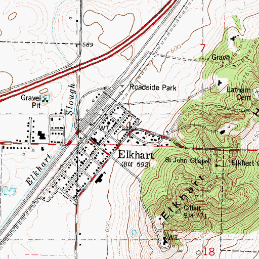 Topographic Map of Elkhart Methodist Church, IL