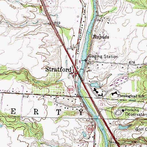 Topographic Map of Stratford Post Office (historical), OH
