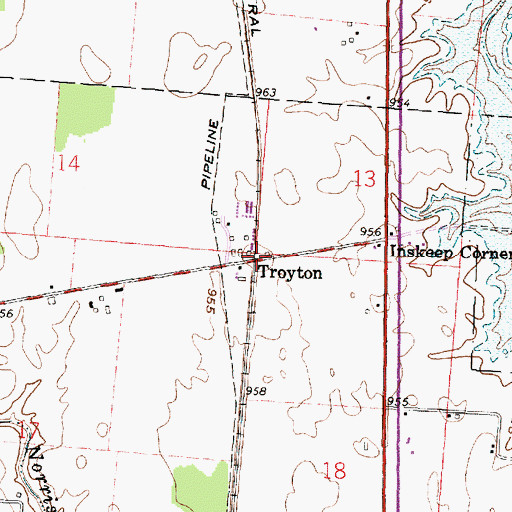 Topographic Map of Troyton Post Office (historical), OH