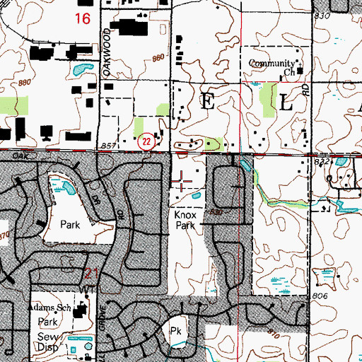Topographic Map of Knox Park, IL