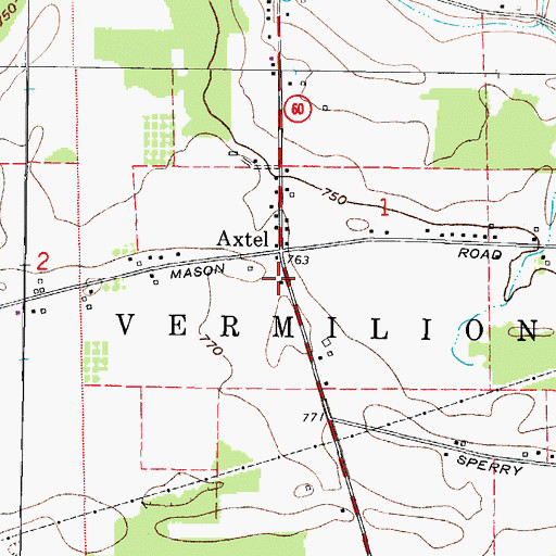 Topographic Map of Axtel Post Office (historical), OH