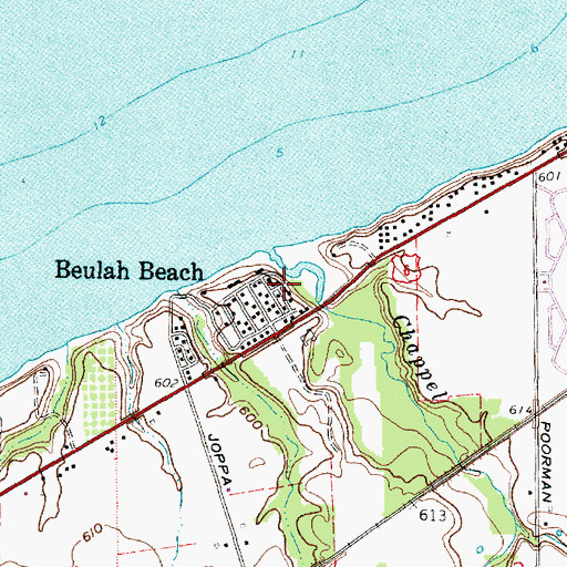 Topographic Map of Beulah Beach Post Office (historical), OH