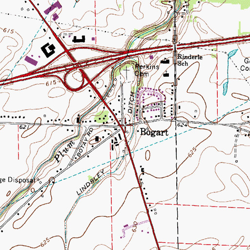 Topographic Map of Bogart Post Office (historical), OH