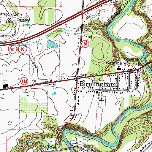 Topographic Map of Birmingham Post Office, OH