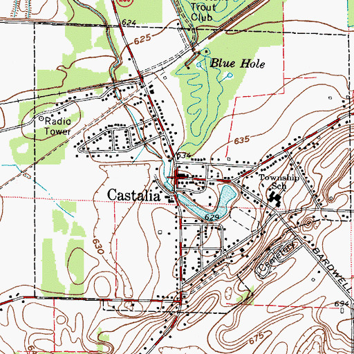Topographic Map of Castalia Post Office, OH