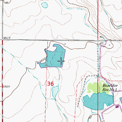 Topographic Map of Box I Number 1 Dam, CO
