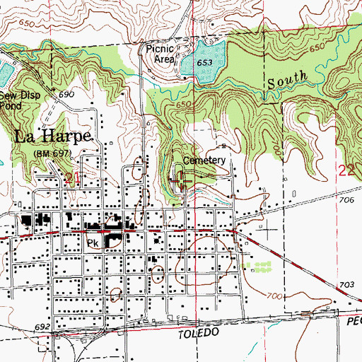 Topographic Map of LaHarpe City Cemetery, IL