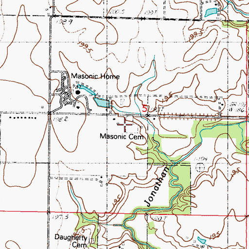 Topographic Map of Masonic Cemetery, IL
