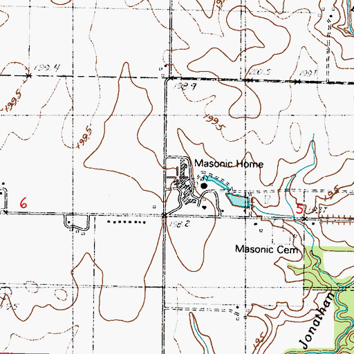 Topographic Map of Masonic Home, IL