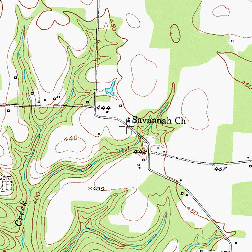 Topographic Map of Savannah (historical), TX