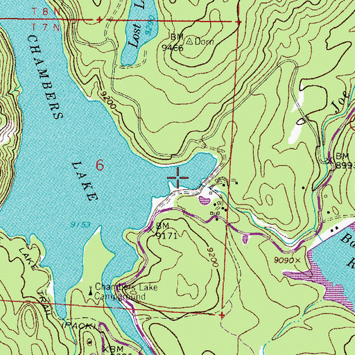 Topographic Map of Chambers Lake Dam, CO