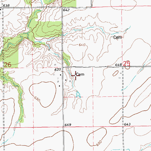 Topographic Map of Ramsey Cemetery, IL