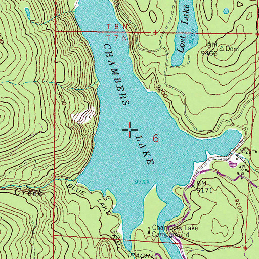 Topographic Map of Chambers Lake, CO