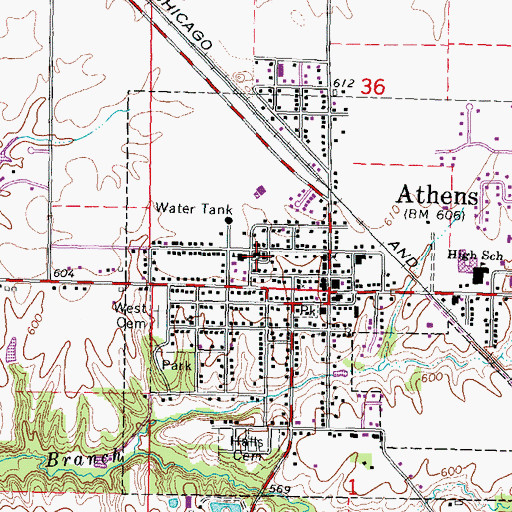 Topographic Map of Immanuel Lutheran Church, IL