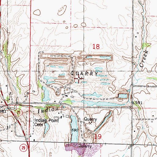 Topographic Map of Indian Point Quarry, IL