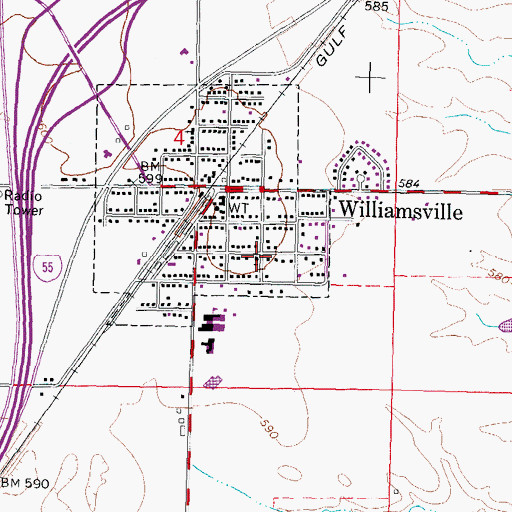 Topographic Map of Williamsville United Methodist Church, IL