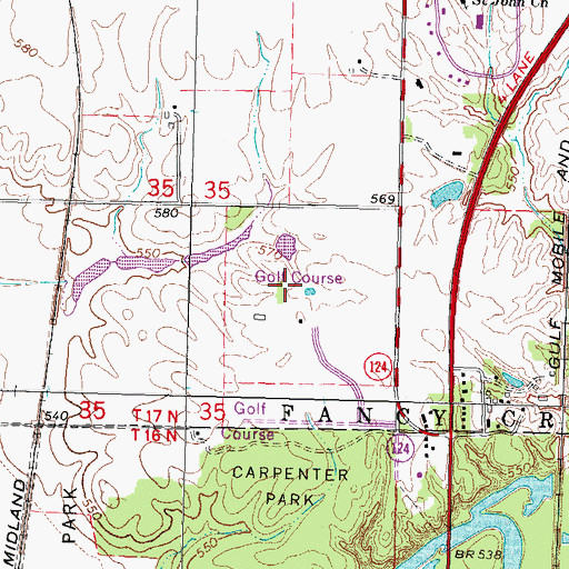 Topographic Map of Rail Golf Club, IL