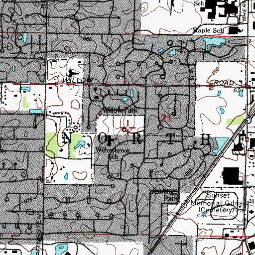 Topographic Map of Willow Park, IL