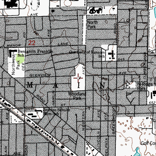 Topographic Map of Woodland Park, IL