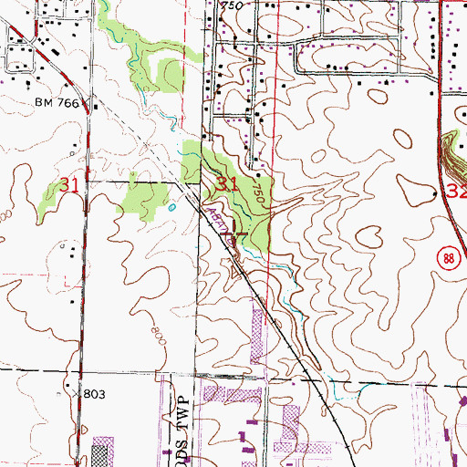 Topographic Map of Mount Hawley Park, IL