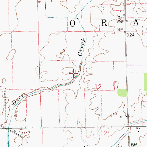 Topographic Map of Radar - Bowman - Worland Cemetery, IN
