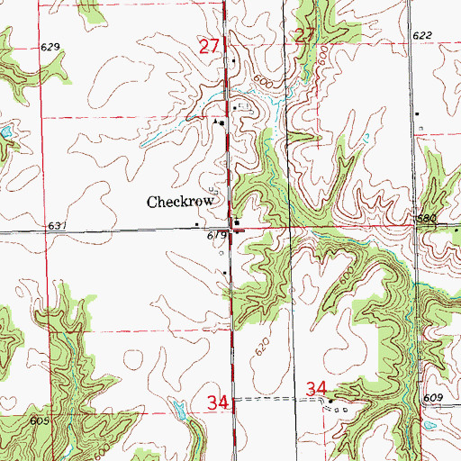 Topographic Map of Checkrow Cemetery, IL