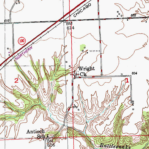 Topographic Map of Wright Cemetery, IL