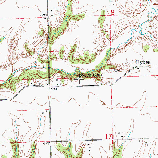 Topographic Map of Bybee Cemetery, IL