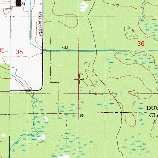 Topographic Map of Branan Field Mitigation Park Wildlife and Environmental Area, FL