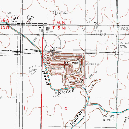 Topographic Map of Tuscola Quarry, IL
