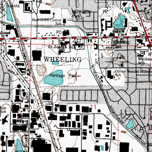 Topographic Map of Heritage Park, IL