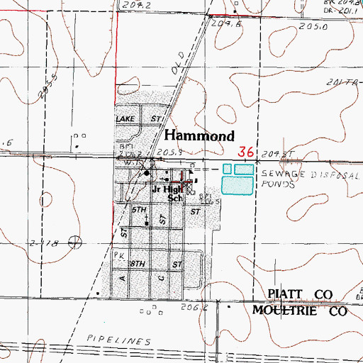 Topographic Map of Hammond United Methodist Church, IL