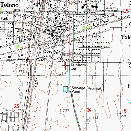 Topographic Map of Saint Marys Cemetery, IL