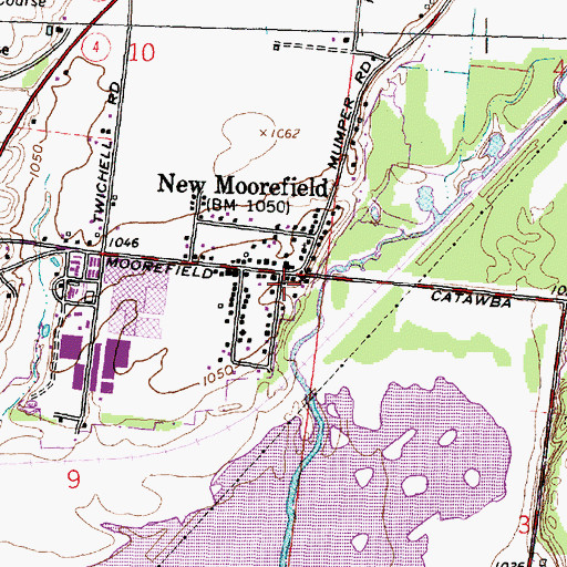 Topographic Map of New Moorefield Post Office (historical), OH