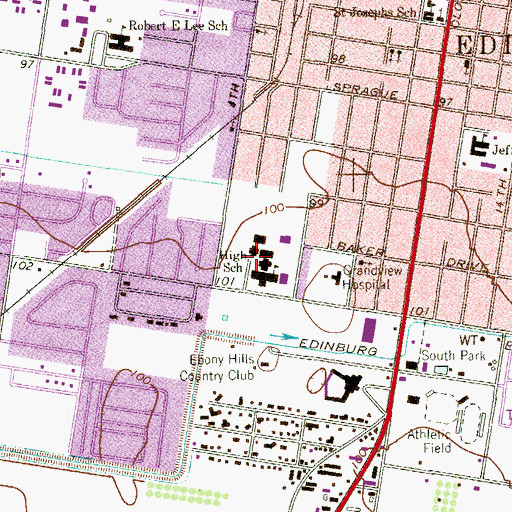Topographic Map of South Middle School, TX