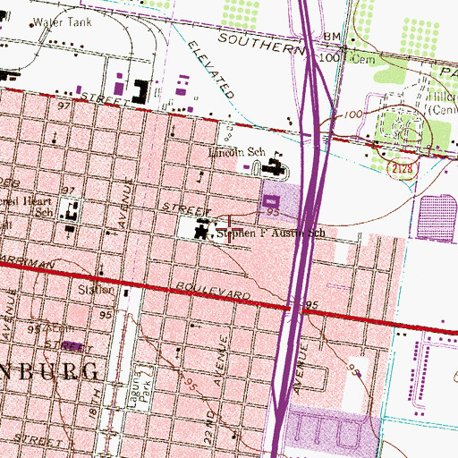 Topographic Map of Fountain Park, TX