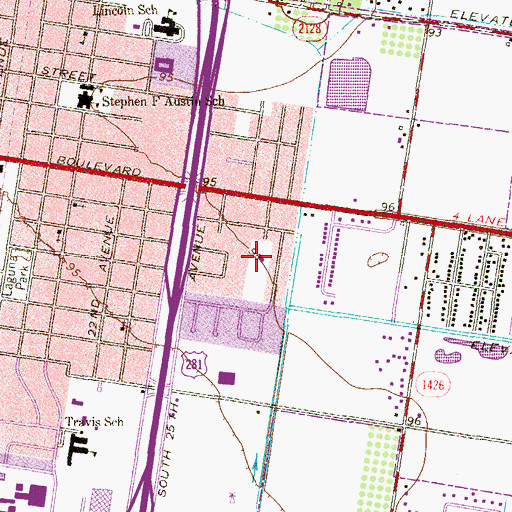 Topographic Map of Los Albores Park, TX