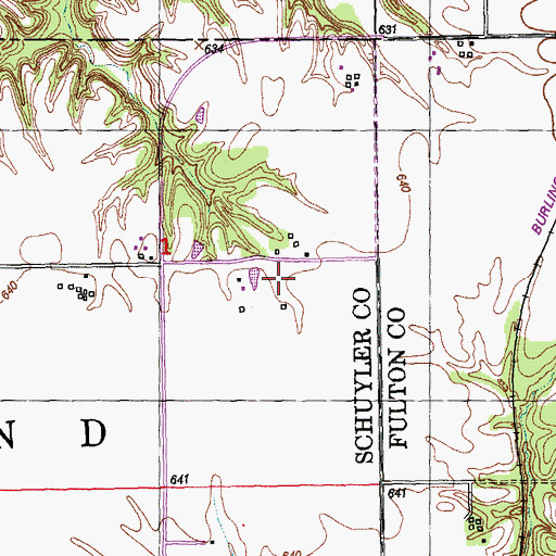 Topographic Map of Adams Cemetery, IL