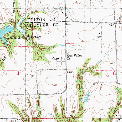 Topographic Map of Bluff City Cemetery, IL