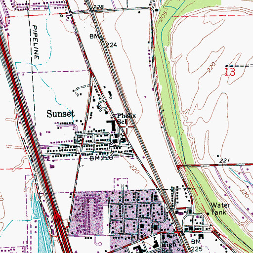 Topographic Map of Phelix School, AR