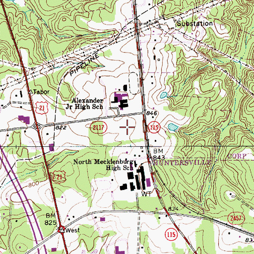 Topographic Map of Blythe Legette Elementary School, NC
