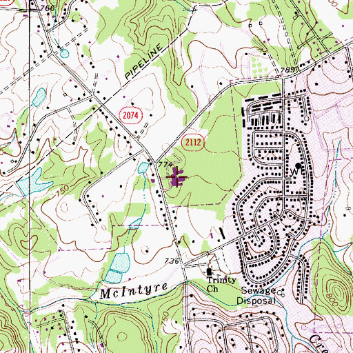 Topographic Map of Hornets Nest Elementary School, NC