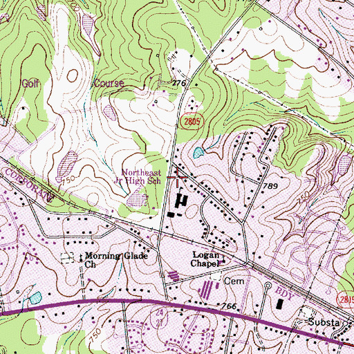 Topographic Map of J H Gunn Elementary School, NC