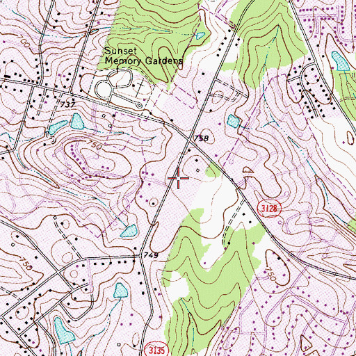Topographic Map of Lebanon Road Elementary School, NC