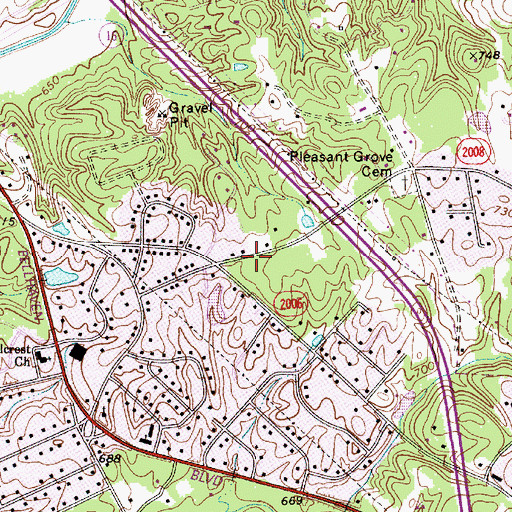 Topographic Map of Mountain Island Elementary School, NC