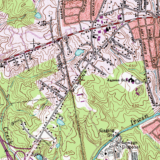 Topographic Map of Reid Park Elementary School, NC