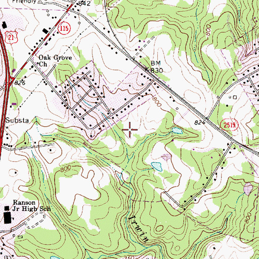 Topographic Map of Winding Springs Elementary School, NC