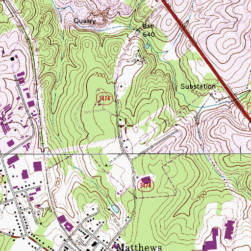 Topographic Map of Crestdale Middle School, NC